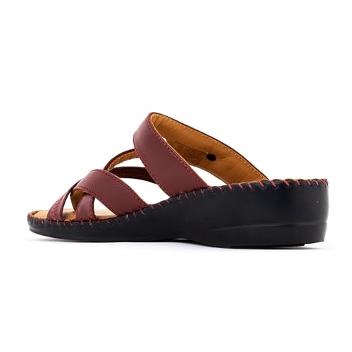Image of Khadim's Softouch Leather Wedge Heel Slip On Sandal for Women