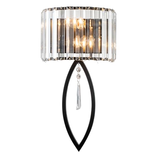 Image of Crystal Wall Sconce Black Wall Sconce Wall Lighting Mid Century Wall Light Vanity Light Indoor Elegant Crystal Wall Lighting Fixtures for Bedroom Living Room Hallway
