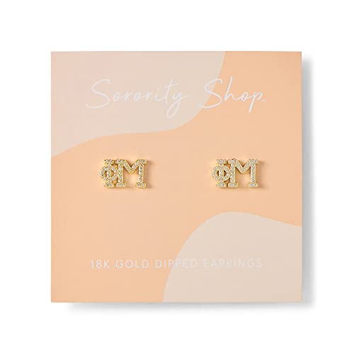Sorority Shop Phi Mu Earrings — PM 18K Gold Plated Sorority Gifts Earrings, Long-Lasting Phi Mu Gifts for Women2
