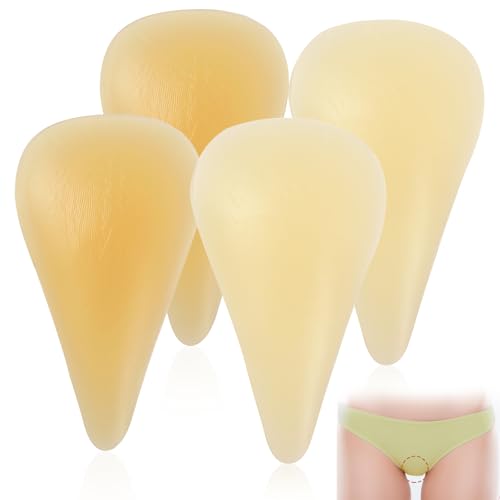 FOTN Lot de 4 coussinets anti-cernes autocollants en silicone pour femme, en forme de goutte, protège-sous-vêtements sans couture, insert en silicone pour yoga, bikini, leggings, maillots de bain