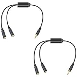 Duttek 2.5mm Y Splitter Cable 1FT/30cm, 2.5mm Stereo Jack Headphone Splitter Cable, 2.5mm 4 Pole Male to Dual Female Aux Audio Splitter Extension Cable with Gold Plate for Camera, Headphone 2Pack