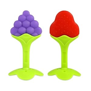 Silicone Baby Teething Fruit Shape Toy for 0-12 Months | BPA-Free Soothing Teether | Soft & Safe Gum Relief Toy for Babies (Pack of -2)
