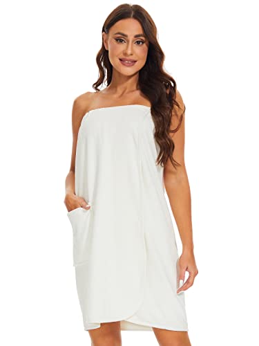 Knuffnee Women Bath Towel Robe Spa Body Wrap Shower Bathrobe Adjustable Snap Closure