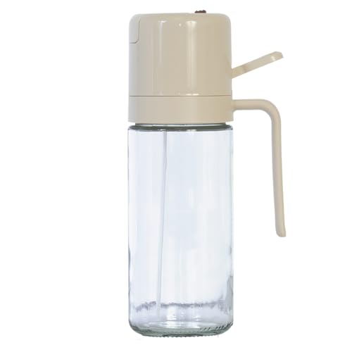 Glad 2 in 1 Oil Dispenser, 18.6oz/550ml - Olive Oil Sprayer for Cooking, Pouring Salad Dressing, and Grilling - Kitchen Gadget with Refillable Glass Bottle, Handle, and Mist or Pour Options - Beige - image 1