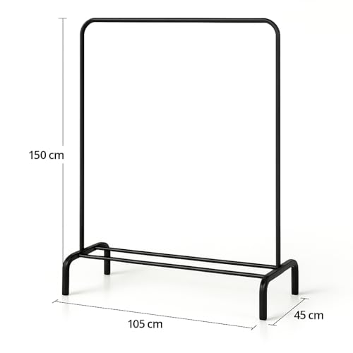 Miniatura 2 de T-Lovendo.Es Perchero Burro Ropa Resistente Estable Y Estrecho Sin Ruedas Con Balda Zapatero Capacidad De Carga 30kg Fácil Montaje Metálico Entrada Recibidor O Dormitorio