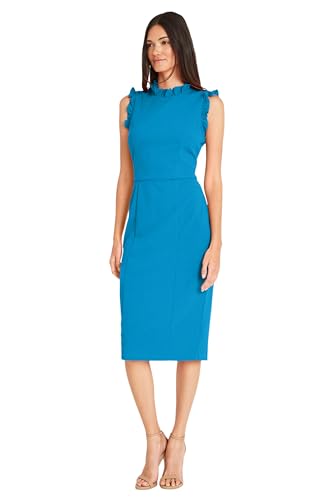 Image of Maggy London Womens Ruffle Neck and Armhole Sheath Dress
