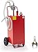 45 Gallon Gas Portable Fuel Caddy with Manual Transfer Pump, Flat-Free Wheels, Gasoline/Diesel Storage Tank and Hose for Car, Truck, Boat, ATV, Lawn Mower,Red.