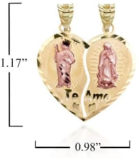 Saint Jude and Our Lady of Guadalupe Te Amo Breakable Heart Pendant With Chain 10K Gold