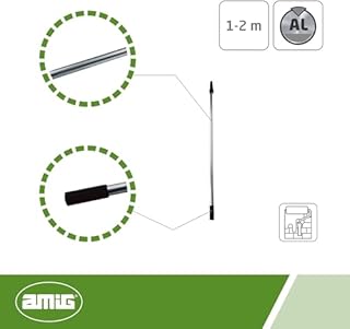 Amig - Manche télescopique pour rouleau de peinture en aluminium modèle. 4501 - Longueur : 1-2 m - Aide à peindre les recoins les plus hauts - Argenté