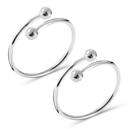 Image of TRUESILVER ACPL 925 Sterling Silver Toe Rings for Women (Adjustable) BIS Hallmarked Minimalist Classic Wave Ball Roman Multi-Design Toering Set | Elegant Foot Jewelry | Gift for Mom, Anniversary