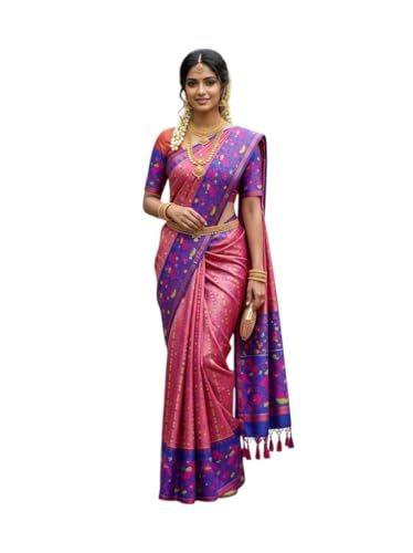 Image of VFCollections - POchampally Kalamkari Pattu Cotton SIlk Saree with Blouse Piece For Women