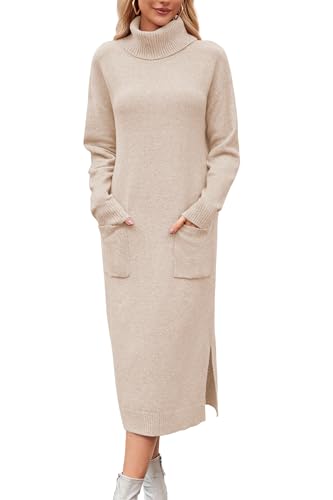 Arach&Cloz Strickkleid Damen Lang Wool Blend...