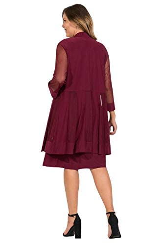 R&M Richards Short Mother Of The Bride Formal Dress With Duster Jacket Plus Size (12, Merlot) #TOP2