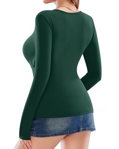 Image of Mangopop Women' Surplice Ruched Plunge Neck Deep-V Long Sleeve Bodysuit Jumpsuits