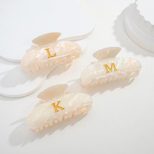 Image of LILIE&WHITE Acrylic Letter Hair Clips For Women Stylish K Monogram Hair Claw Alphabet Hair Clip Fashion Glitter Claw Clips Elegant And Durable Hair Accessory Large Hair Clips K