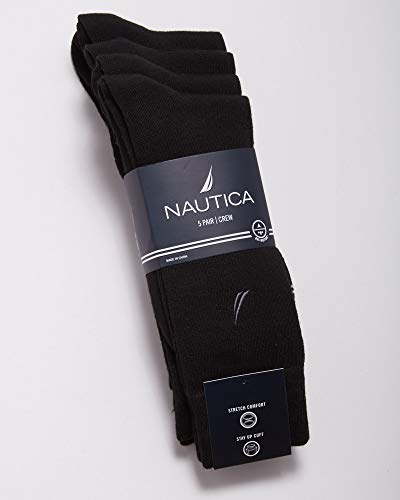 Nautica Mens 10 Pack Moisture Control Solid Dress Socks, Black Marled, Size Shoe Size: 6-12.5