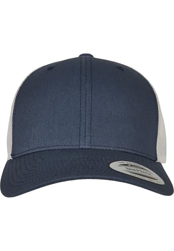 Czapka baseballowa unisex z siateczką Flexfit Retro Trucker, Navy/Silver, uniwersalna