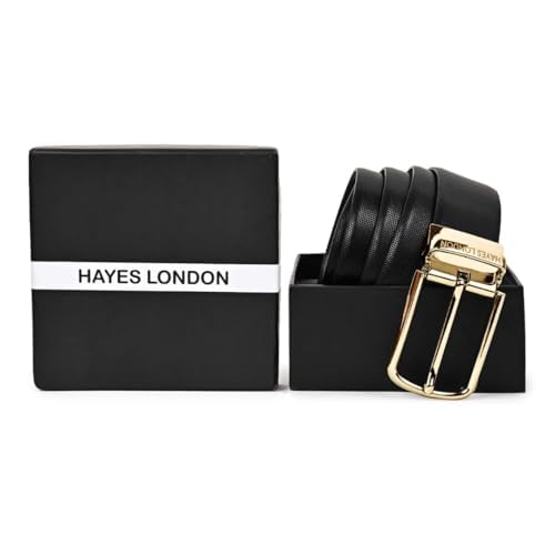 Image of HAYES LONDON Belts for Men Leather Original - Belt for Men Formal with Classic Design, Durable and Italian Reversible Men's Belts for All Occasions