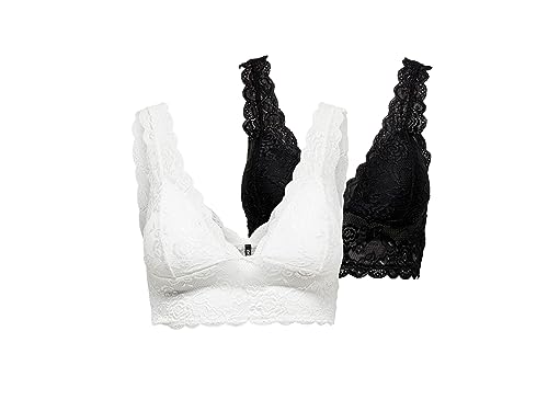 ONLY Female BH Spitzen im Doppelpack (as3, alpha, m, regular, regular, schwarz/weiß)