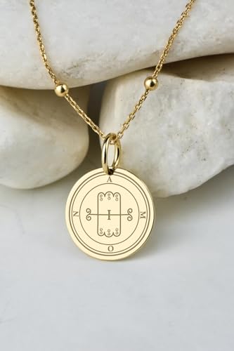 Collier pendentif Amon 24 mm en argent plaqué or, fini les allergies