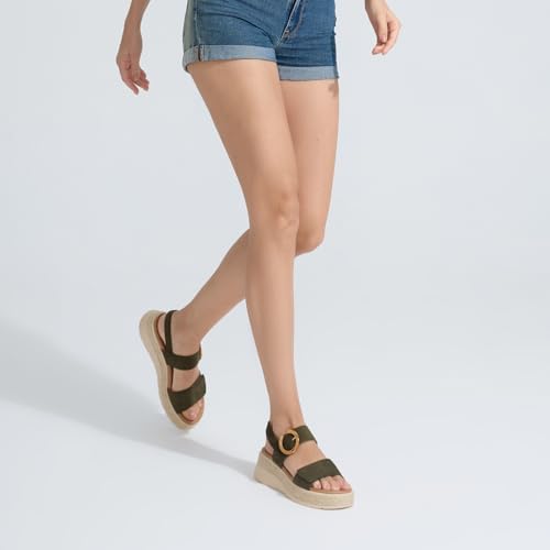 Image of UBFEN Womens Espadrille Platform Sandals Low Wedge Heel - Orthopedic Arch Support, Cushion Insole, Comfortable Dressy Buckle Sandals for Walking and Vacation