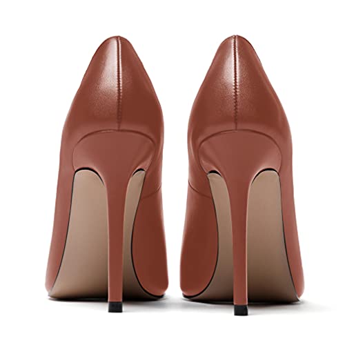 WAYDERNS Women's Slip On Solid Round Toe Stiletto High Heel Pumps Shoes 4 Inch4