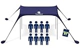 SUN NINJA Beach Tent Sun Shelter UPF50+ - Easy Pop Up Beach Canopy - Outdoor Shade for Camping Trips, Fishing, Backyard Fun Picnics - Sand Shovel, Ground Pegs & Stability Poles