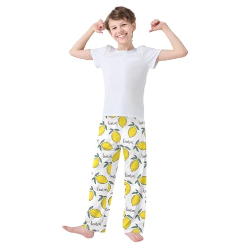 ZZXXB Lemon Boys Long Pants Soft Trousers Elastic Waist Kids Lounge Bottoms with Pockets S-XL2