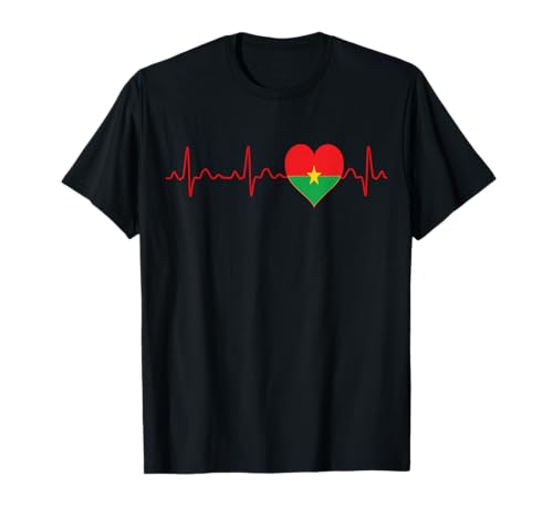 Drapeau Burkina Faso Heartbeat ECG Souvenir National Patriotique T-Shirt