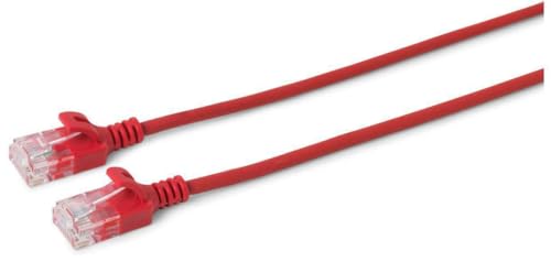 Câble RJ-45 Cat6 rouge extra plat V-UTP602R-SLIM pour supprimer l'encombrement