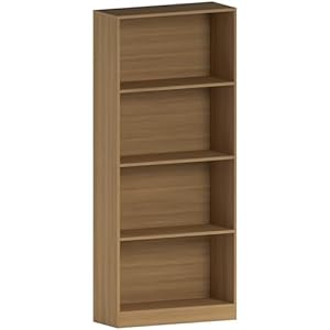 Vida Designs Cambridge 4 Tier Large Bookcase, Oak Wooden Shelving Display Storage Unit Office Living Room Furniture