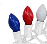 Holiday Pride Patriotic String Lights - Old Fashioned Ceramic C7 Christmas Tree Lights - Red White a