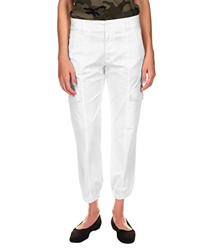 Sanctuary Rebel Pants for Women - Cotton-Blend Construction - Elasticized Fitted Ankle Cuffs - Side Pockets Brilliant White 29 27