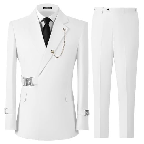 Men's 2 Piece Slim Fit Suit with Metal Clasp Suits for Men Casual Business Wedding Tuxedo