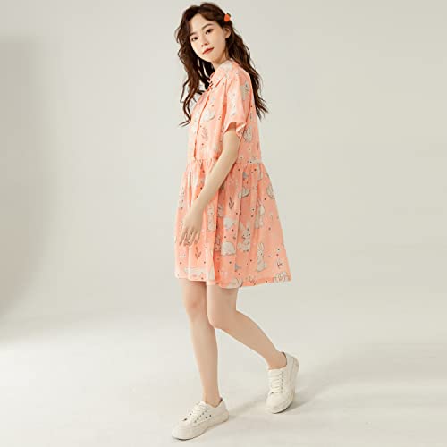 Packitcute Summer Teen Girls Dresses Cute Bunny Print Short Sleeve Lolita Casual Dress2