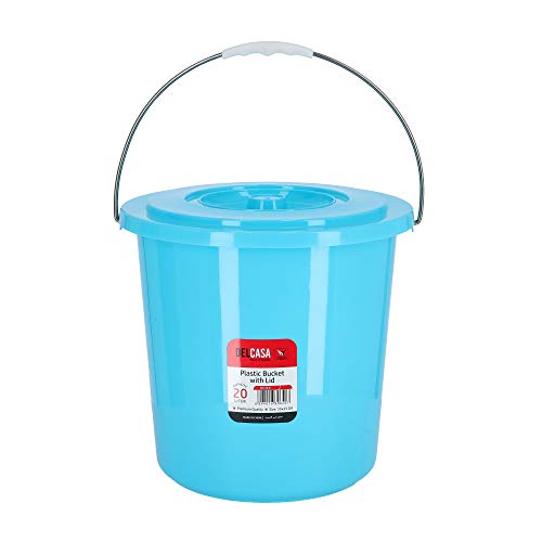 Delcasa 20Ltr Plastic Bucket With Lid Strong Handlered20 Liter
