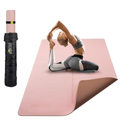 Gogokiwi Large Yoga Mat (6x4) Extra Wide Workout Mat for Home Non Slip Fitness & Exercise Mat for Home Gym Yoga Pilates Stretching and Floor (Rose Latte Standard (1/4 inch Thick))