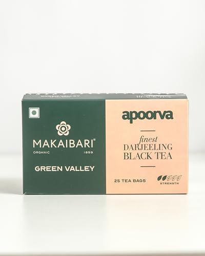 Image of Makaibari Green Valley Apoorva Finest Darjeeling Black 25 Tea Bags | Premium Darjeeling Single Estate | Muscatel Fruity Top Notes | 25 Cups