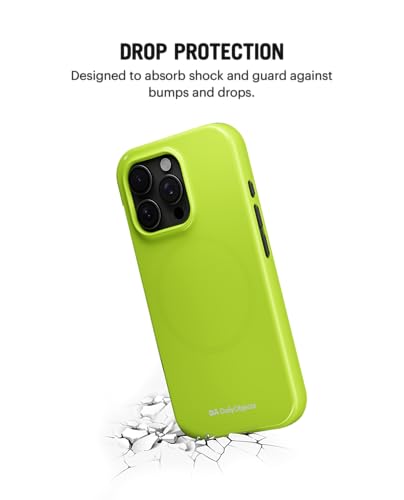 Image of DailyObjects Polycarbonate Enamel Bumper Magsafe Case For iPhone 16 Pro Compatible With Mag-Safe Wireless Charging | Lime Hybrid Magnetic Back Cover