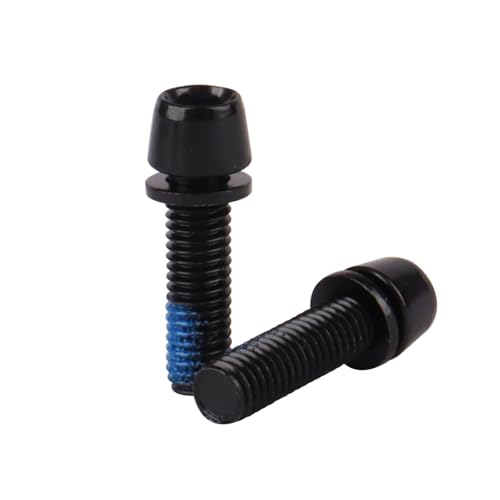 Image of Steel M5x18mm Bolts with Washer, Allen Hex Tapered Screw for Bicycle Stem, Pack of 6 (Black)