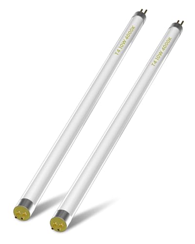 Lamptobe T4 10W Fluorescent Tube Lamp 352MM - G5 2 Pin Base Fitting T4 Under Cabinet Lights Natural White 4000K High Efficiency Lamp, 352MM Including Pins/ 338MM Excluding Pins (2-Pack)