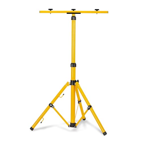 Froadp Trépied télescopique pour projecteur de chantier LED, éclairage de travail LED, pliable, hauteur réglable jusqu'à 150 cm, support de projecteur de chantier portable pour 1 à 2 éclairages de