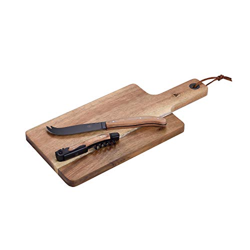 LAGUIOLE - LAGUIOLE Planchette Dégustation Fromage Tire-Bouchon Ouvre-Bouteille Vin Sommelier Couteau Pliant Multifonction, Bois Acacia, 23cm - Bois - Bois...