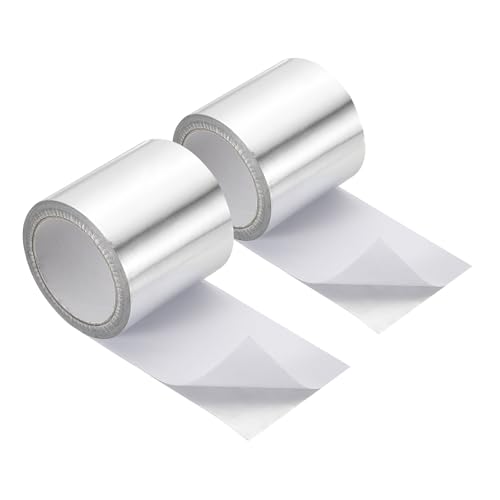 Image of PATIKIL Duct Tape, 3.94 inch x 65.6 Ft(21.8 Yd) 3.9 Mil Heavy Duty Aluminum Foil Tape Waterproof Glass Fiber Insulation Heat Resistant for Ductwork HVAC Sealing Patching, 2 Roll