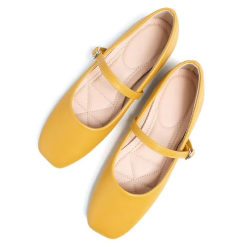 Image of TN TANGNEST Leather Flats for Women Retro Mary Jane Flats