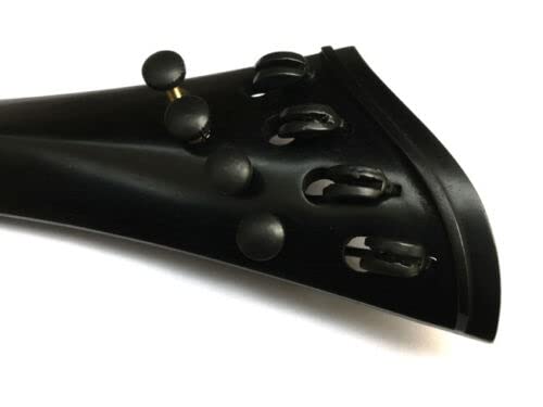 MUSICAL STRING VIOLIN HARP TAILPIECE built in LIGHT TUNERS 4/4, EBONY, Black, Full