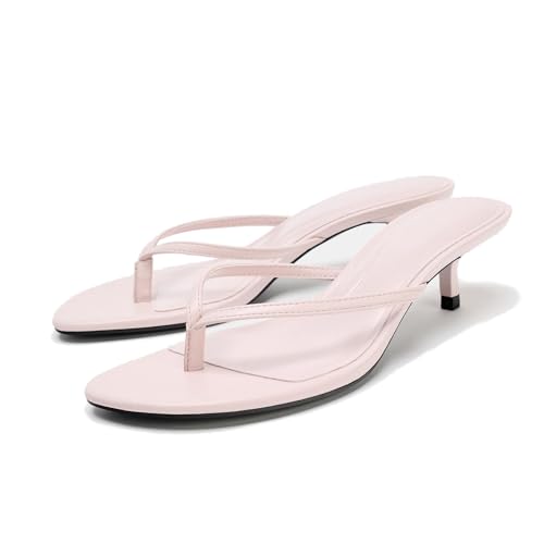 Image of Women's Miami Kitten Heels Sandals Square Open Toe Thong Sandal Flip Flop Heels +Memory Foam Heeled Sandals for Women