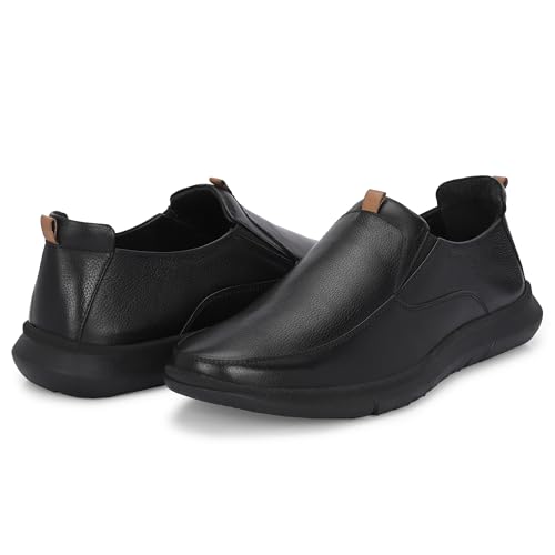 Image of Blue Leather By Centrino Genuine Leather Men's Formal Slip on Loafers |Comfort Trendy Non Lace-Up Design |Flexible Mocassins |Leather with Anti-Skid Sole |Perfect for Office Wear & Formal Dress (3997)