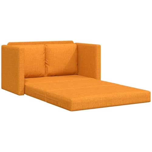 Sofá de suelo amarillo oscuro de dos plazas en tela con estructura de metal 5