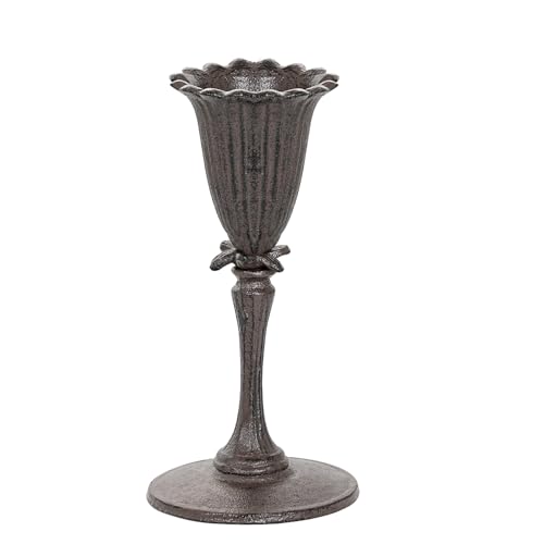Sungmor Cast Iron Tabletop Flower Vase, Vintage Pretty Tulip Design, 8.6" Tall Decorative Centerpieces Flower Stand, Artificial Flower Arrangements Home Decor for Ceremony Birthday Holiday Event Party